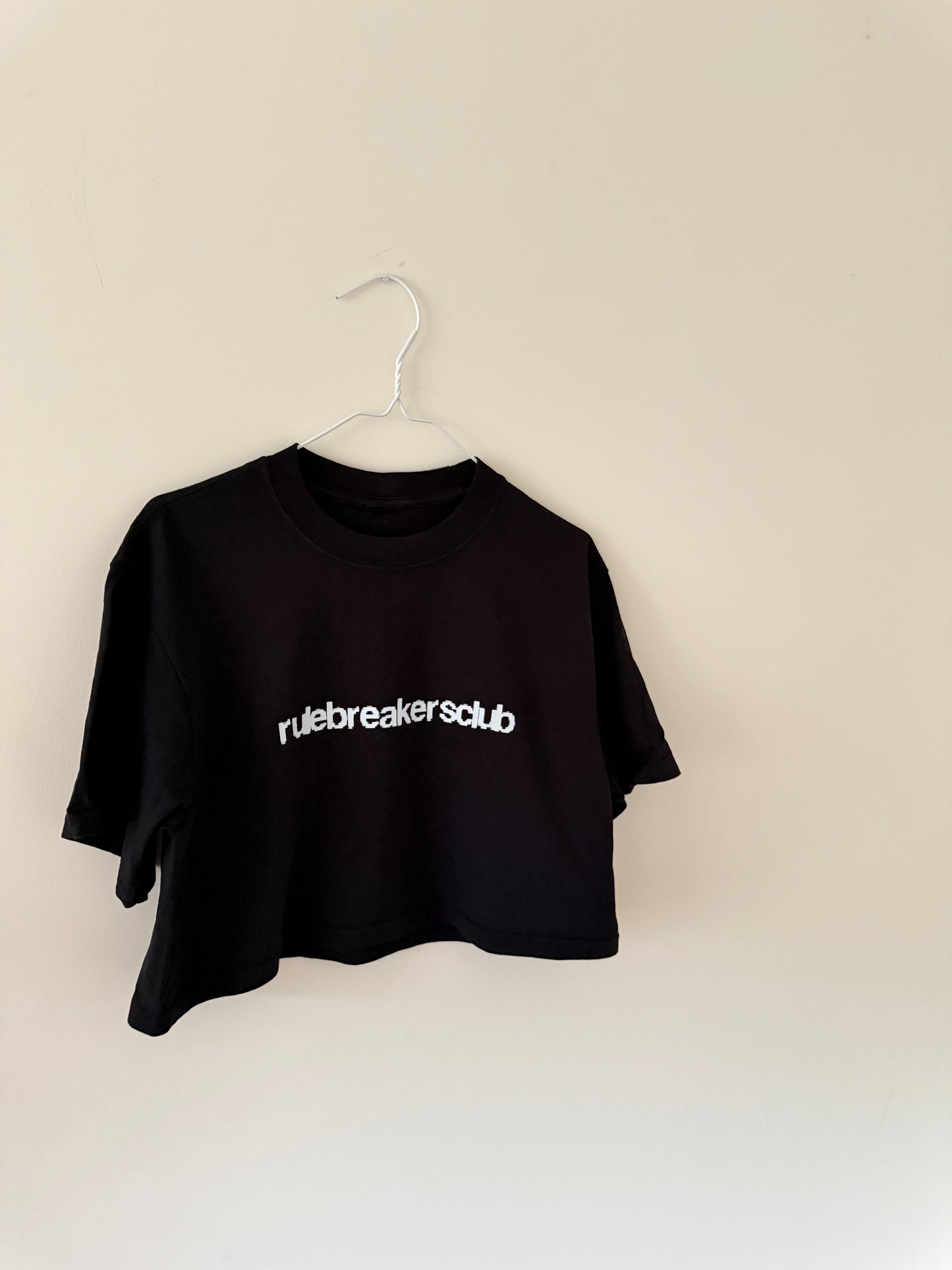 Black Blurred Logo Crop Top