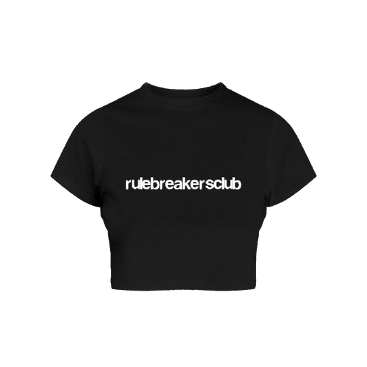 Black Blurred Logo Crop Top
